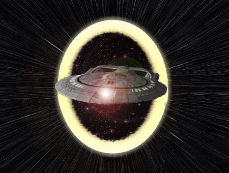 The USS Alliance going into Trans-Warp